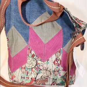 NWT Large Adjustable Strap Sakroots City Tote In Charcoal Spirit Desert Print